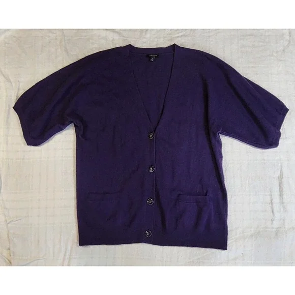 Talbots Womens Cashmere Blend Lightweight Cardigan Sequened Buttons L - Picture 5 of 9